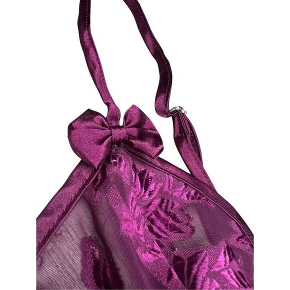 Frederick’s of Hollywood Women’s Small Pajama Set Tank & Shorts Purple Bows - Picture 3 of 9